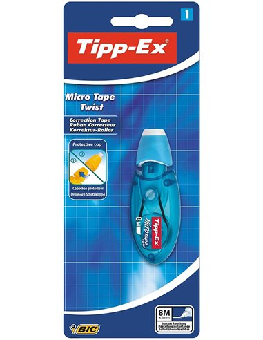 Tipp-Ex - Ruban correcteur Micro Tape Twist 5 mm x 8 m - Tête rotative - Écriture instantanée (Blister)