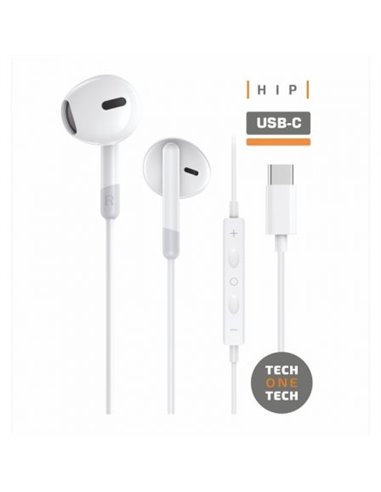 TechOneTech - ear Tech Hip Écouteurs In-Ear USB-C - Microphone Intégré - Assistant Vocal - Câble 1,20m