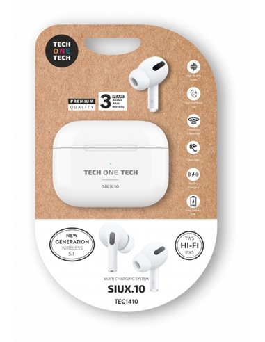 TechOneTech - Casque sans fil Bluetooth TWS - Jusqu'à 30h d'autonomie - IPX5 - Couleur Blanc