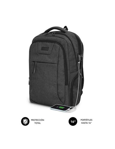 SubBlim - Sac à dos avec rembourrage d'air pour ordinateur portable 16" - Poches pour départements et organisateurs - Résistant 