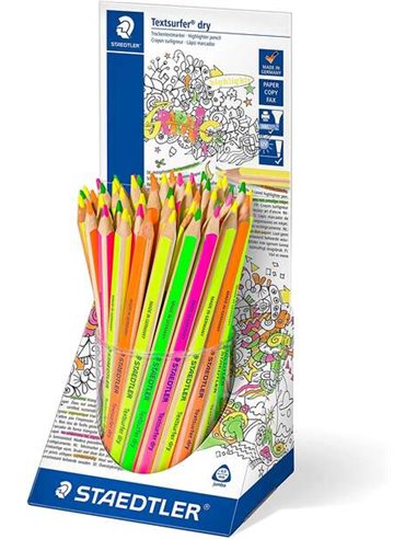 Staedtler - Textsurfer Dry 128 64 Présentoir de 48 crayons marqueurs de couleur - Design ergonomique - Couleurs assorties