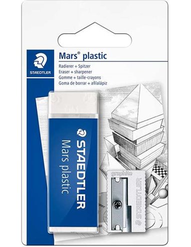 Staedtler - Pack de 1 Gomme Plastique Mars + 1 Taille-Crayon Métal 510