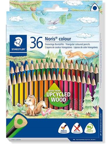 Staedtler - Noris Color 187 Lot de 36 crayons de couleur triangulaires - Résistance à la rupture - Couleurs assorties