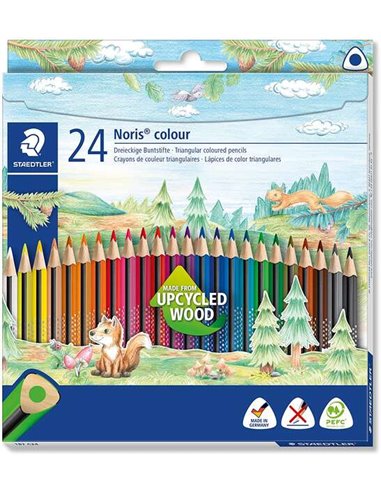 Staedtler - Noris Color 187 Lot de 24 crayons de couleur triangulaires - Résistance à la rupture - Couleurs assorties