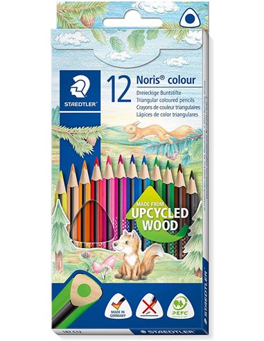 Staedtler - Noris Color 187 Lot de 12 crayons de couleur triangulaires - Résistance à la rupture - Couleurs assorties