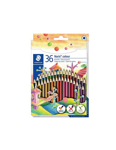 Staedtler - Noris Color 185 Lot de 36 crayons de couleur hexagonaux - En Wopex - Très résistant - Bois issu de sources durables 