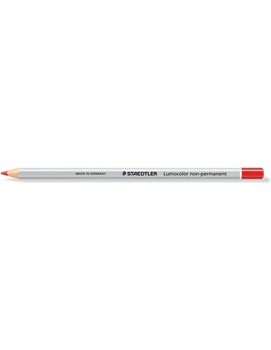 Staedtler - Crayon de couleur hexagonal Lumocolor 108 - Spécial surfaces lisses - Marquage opaque - Couleur rouge