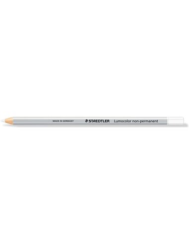 Staedtler - Crayon de couleur hexagonal Lumocolor 108 - Spécial surfaces lisses - Marquage opaque - Couleur blanc