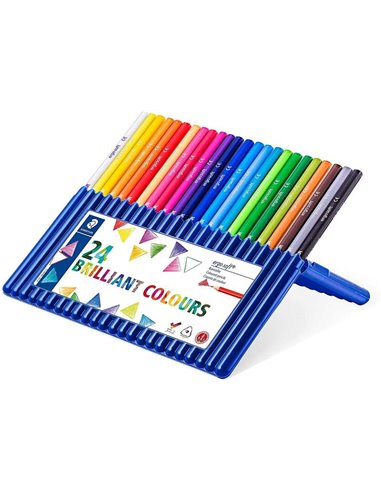 Staedtler - Ergosoft 157 Pack de 24 Crayons de Couleur - Design Ergonomique - Surface Antidérapante - Couleurs Assorties