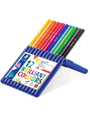 Staedtler - Ergosoft 157 Pack de 12 Crayons de Couleur - Design Ergonomique - Couleurs Assorties