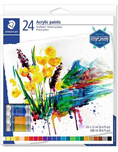 Staedtler - 8500 Pack de 24 tubes de peinture acrylique - Facile à mélanger - Pour une grande variété de surfaces - Couleurs ass