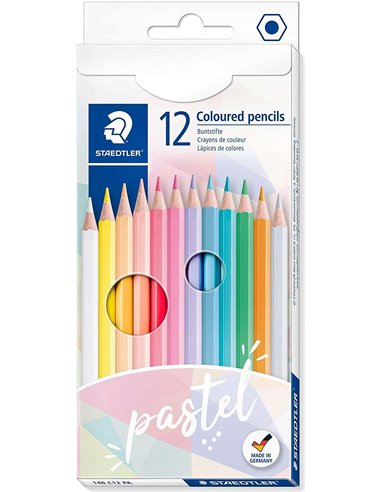 Staedtler - 146C Paquet de 12 Crayons Pastel Hexagonaux - Mine Souple - Résistance à la Casse - Couleurs Assorties