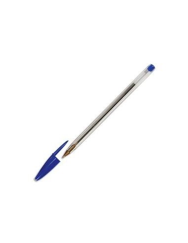 BIC Stylo à bille pointe moyenne encre bleue corps plastique transparent à capuchon CRISTAL