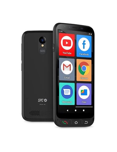 SPC - Smartphone Zeus 4G Pro 5,5" - Spécial Seniors - Bouton SOS - Capacité 64 Go - 4 Go RAM - Couleur Noir