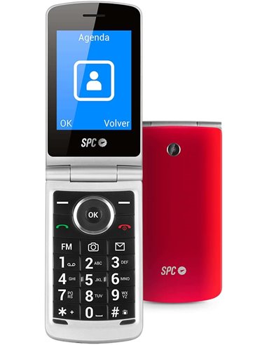 SPC - Téléphone Portable Minimaliste avec Flip Cover - Épaisseur 19 mm - Écran XL et Clavier Rétroéclairé - Volume Extra Haut - 