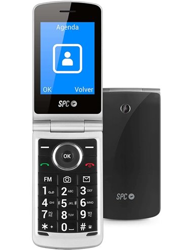 SPC - Téléphone Portable Minimaliste avec Flip Cover - Épaisseur 19 mm - Écran XL et Clavier Rétroéclairé - Volume Extra Élevé -