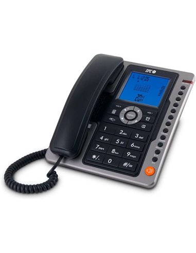 SPC - Téléphone Fixe Office Pro - Écran Lumineux Bleu - Grandes Touches - Mémoire Directe - Mains Libres - Identification de l'a