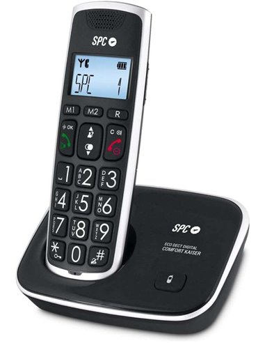 SPC - Téléphone fixe sans fil pour seniors - Touches et numéros extra larges - Volume du combiné amplifié - Répertoire et 2 mémo