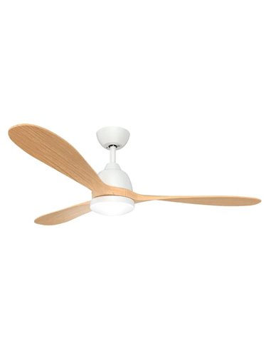 SPC - Ventilateur de plafond intelligent Conforto DC Nature avec lumière - 3 pales en bois - Moteur DC 35,5 W - 6 vitesses, 4 mo