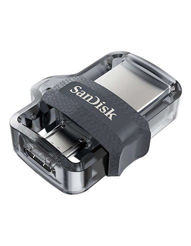 Sandisk - Ultra Dual Drive m3.0 USB 3.0 et mémoire Micro USB 64 Go - Lecture jusqu'à 150 Mo/s - Couleur transparente/noire (Pend