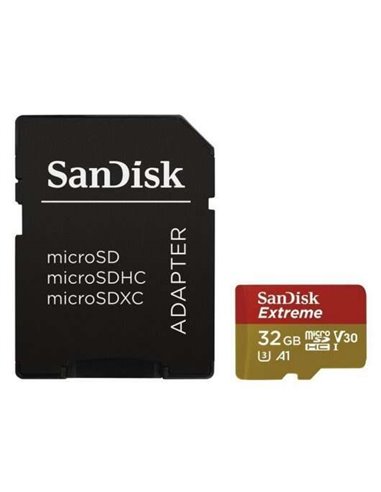 Sandisk - Carte Micro SDHC Extreme 32 Go UHS-I U3 A1 Classe 10 90 Mo/s + Adaptateur SD