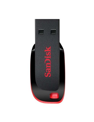 Sandisk - Clé USB 2.0 Cruzer Blade 32 Go - Ultra Compacte - Couleur Noir/Rouge (Pendrive)