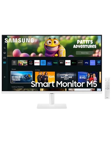 Samsung - Smart Monitor M5 LED 27" FullHD 1080p HDR10 WiFi, Bluetooth - Réponse 4ms - Télécommande - Haut-parleurs intégrés - 16