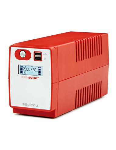 Salicru - Alimentation sans interruption SPS 850 SOHO+ - UPS/UPS - 850 VA Line-interactive - Double chargeur USB - Couleur rouge