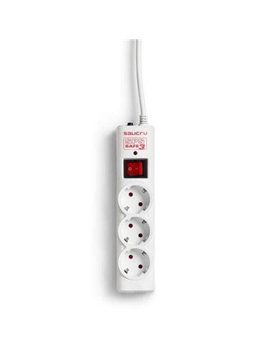 Salicru - Multiprise SPS SAFE avec 3 Protecteurs Électriques Actifs Dernière Génération - 3 Prises Schuko - Couleur Blanc