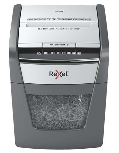 Rexel - Destructeur de particules automatique Optimum AutoFeed 50X - 20L - Alimentation automatique 50 feuilles - Fente manuelle