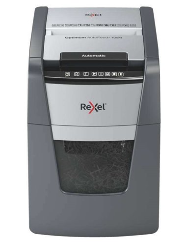 Rexel - Destructeur automatique à micro-coupe Optimum Autofeed 100M - Alimentation automatique jusqu'à 100 feuilles - Niveau son