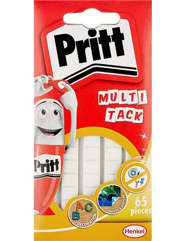 Pritt - Pack Multitack de 65 pièces de mastic adhésif blanc - Solide, propre et amovible