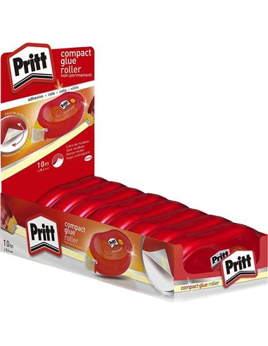 Pritt - Rouleau adhésif amovible compact 8,4 mm x 10 m - Application propre - Précis et recyclable