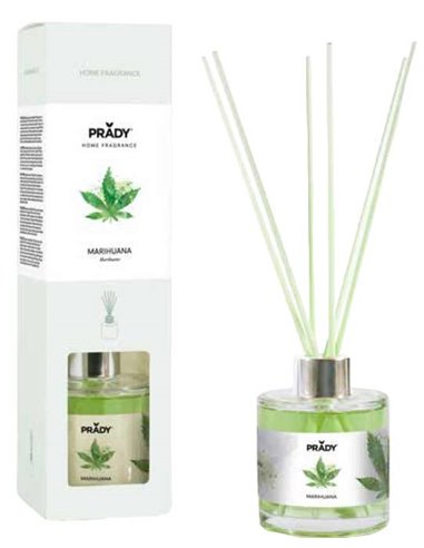 Prady - Désodorisant marijuana premium - Bouteille en verre de 130 ml et baguettes de diffusion