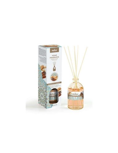 Prady - Désodorisant Mikado Bois de Santal et Cannelle - Bouteille en Verre de 100 ML et Baguettes Diffuseuses