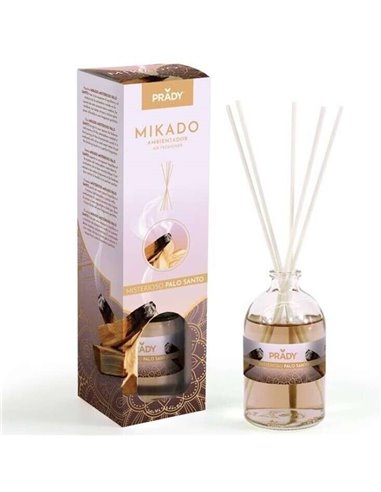 Prady - Désodorisant Mikado Mysterious Palo Santo - Bouteille en verre de 100 ml et baguettes de diffusion