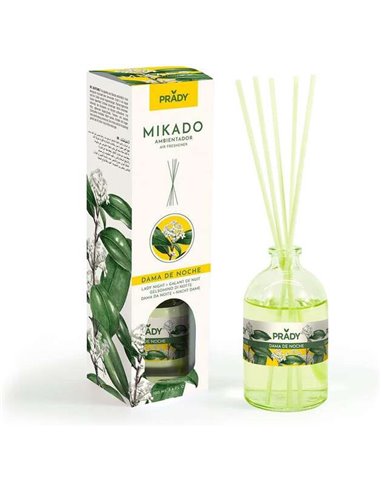 Prady - Désodorisant Mikado Lady of the Night - Flacon en verre de 100 ml et baguettes diffuseurs