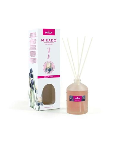 Prady - Désodorisant Mikado Belle Epoque - Flacon en verre de 100 ml et baguettes de diffusion