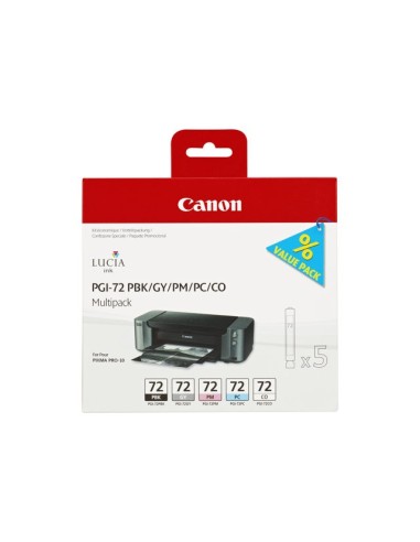 Canon PGI-72 - 6403B007 - MBK/C/M/Y/R - Pack de 5 Cartouches Canon