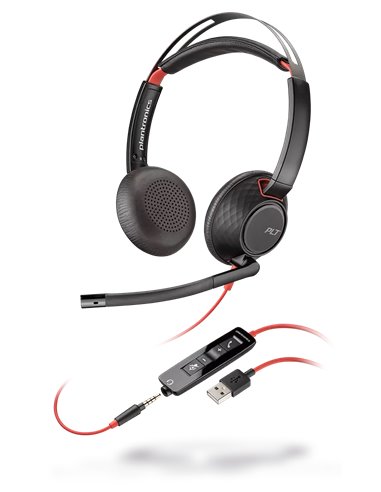 Plantronics/Poly - Casque Blackwire C5220 USB-A avec microphone - Suppression du bruit - Bandeau en métal rembourré - Coussinets