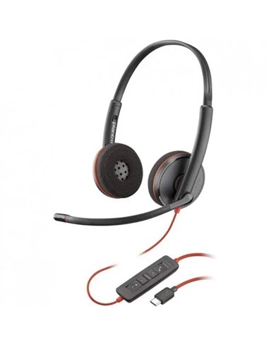 Plantronics/Poly - Casque USB-C Blackwire C3220 avec microphone - Oreillettes rembourrées - Commandes filaires - Couleur noire