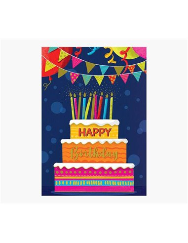 Pictura - Carte Zig-Zag - 15x22 cm - Thème gâteau d'anniversaire - Triptyque sans emballage - Avec enveloppe blanche - Papier ce