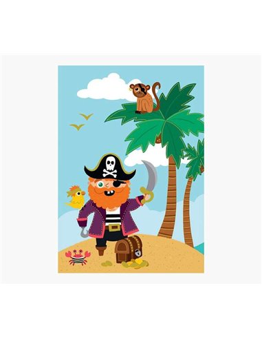 Pictura - Carte Zig-Zag - 15x22 cm - Thème Pirates - Carte à trois volets - Comprend une enveloppe blanche - Papier certifié FSC