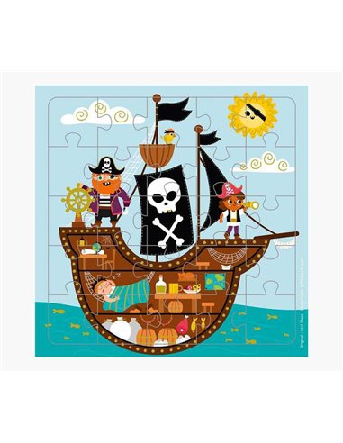 Pictura - Carte puzzle Pirates - 15,5 x 15,5 cm - 25 pièces - Thème Pirates - Comprend une carte pliée et une enveloppe blanche 