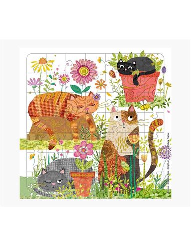 Pictura - Carte puzzle chat - 15,5x15,5 cm - 49 pièces - Thème félin - Avec enveloppe blanche - Certification FSC