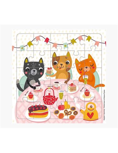 Pictura - Carte puzzle chat - 15,5x15,5 cm - 25 pièces - Thème félin - Avec enveloppe blanche - Certification FSC