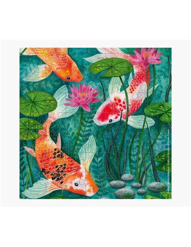 Pictura - Carte puzzle - Thème Carpe Koi - Idéal pour offrir - 100 x 150 mm - Design coloré et accrocheur - Amusant et divertiss