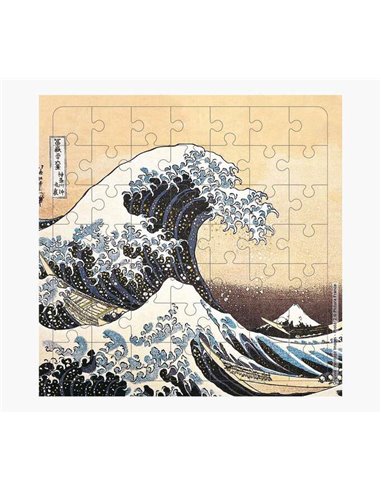 Pictura - Carte Puzzle - 15,5x15,5 cm - La Grande Vague de Kanagawa - 49 pièces - Comprend une carte pliée et une enveloppe blan