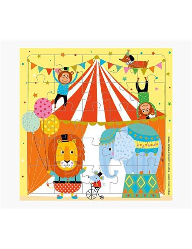 Pictura - Carte Puzzle - 15,5x15,5 cm - Thème Cirque - 25 pièces - Carte pliée incluse - Emballée sous cellophane - Enveloppe bl