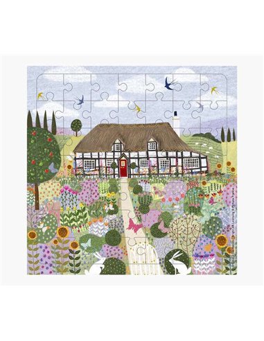 Pictura - Carte puzzle - 15,5x15,5 cm - Thème maison de campagne - 49 pièces - Comprend une carte pliée et une enveloppe blanche